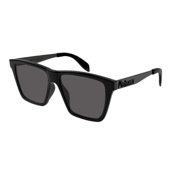 NEW ALEXANDER MCQUEEN SUNGLASSES AM0352S 001 SQUARE UNISEX BLACK EYEWEAR - Picture 1 of 3